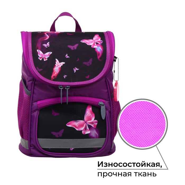 Ранец школьный Стандарт, 36 х 26 х 16 см, + мешок для обуви 40 х 32 см, Сalligrata П Бабочки, фиолетовый