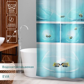 Штора для ванной комнаты Доляна «Аквариум», 180×180 см, EVA