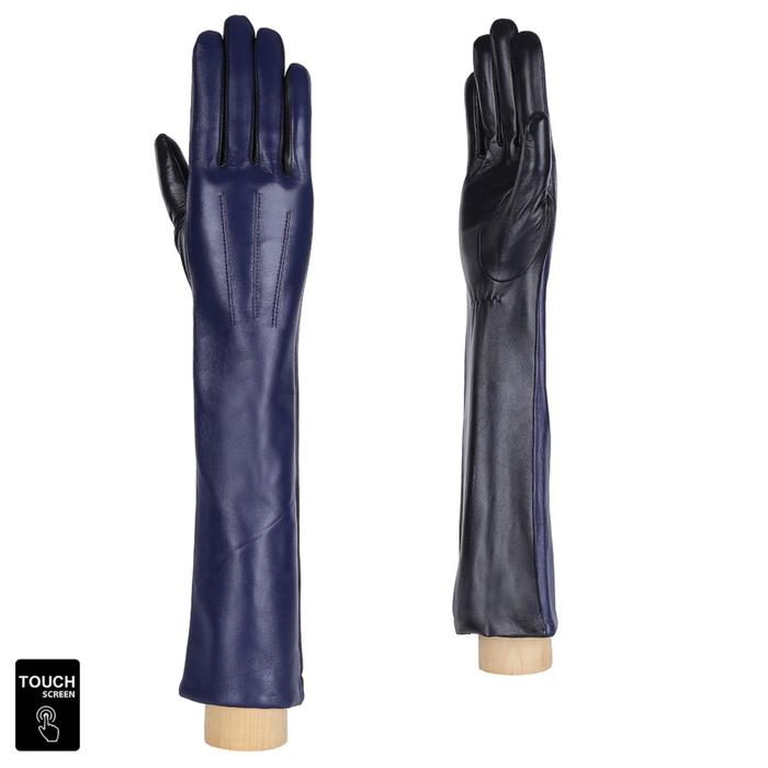 Перчатки женские, натуральная кожа (Размер 6) синий/черный
