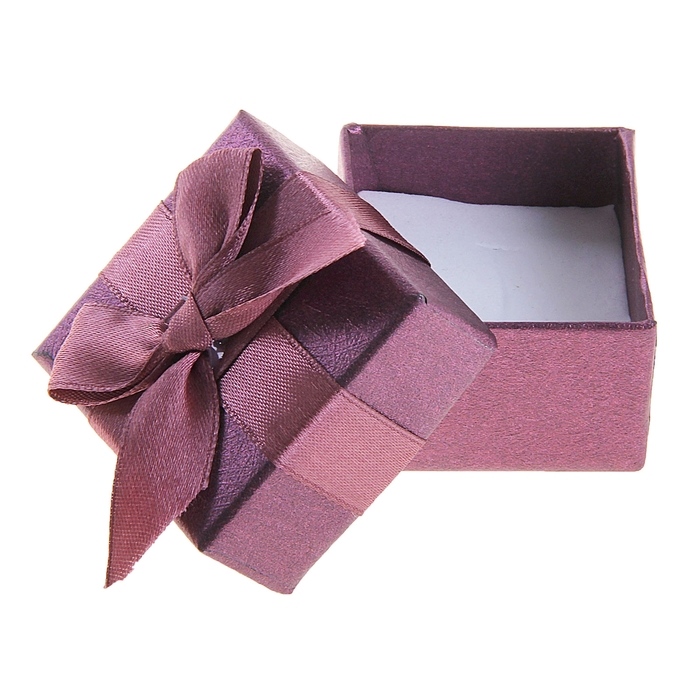 Коробочка подарочная под кольцо "Бант крупный", 5*5, цвет фиолетовый, вставка белая