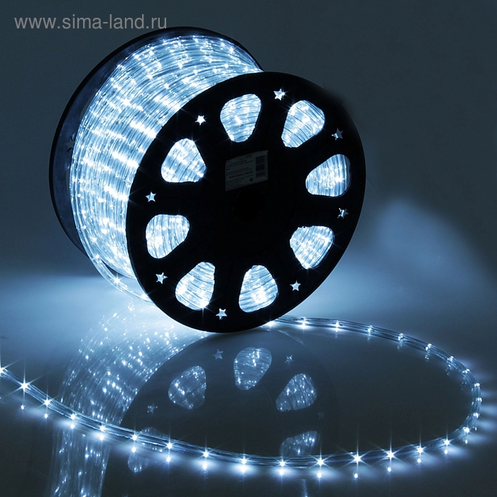 фото Led шнур 11 мм, круглый, 100 м, фиксинг, 2w-led/м-24-220v, в компл. набор д/подкл, белый luazon lighting