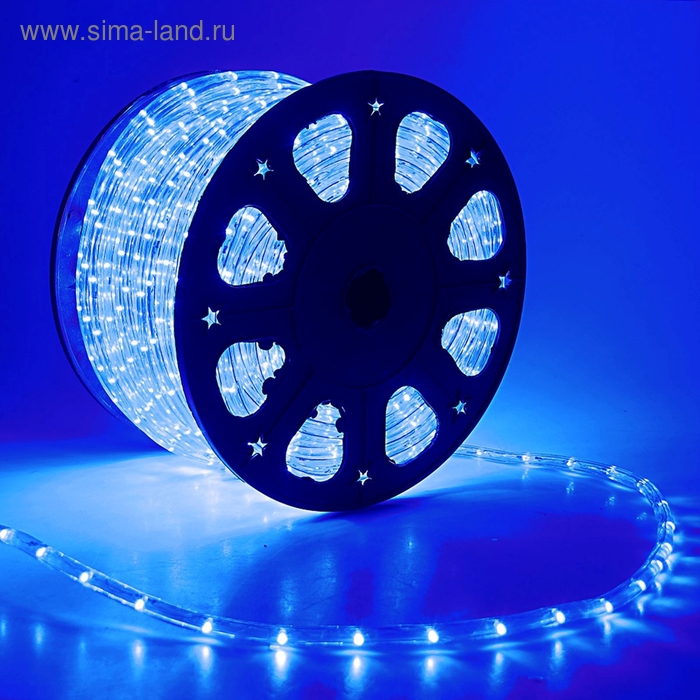 фото Led шнур 11 мм, круглый, 100 м, фиксинг, 2w-led/м-24-220v в компл. набор д/подкл, синий luazon lighting