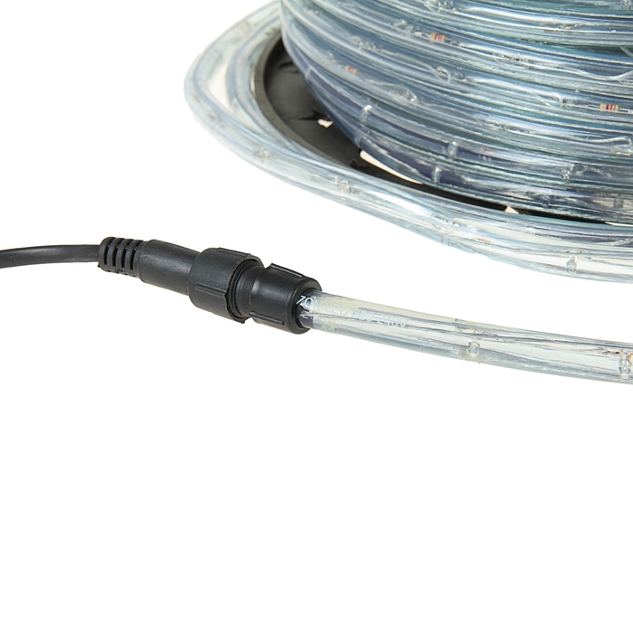 LED шнур 11 мм, круглый, 100 м, фиксинг, 2W-LED/м-24-220V в компл. набор д/подкл, СИНИЙ