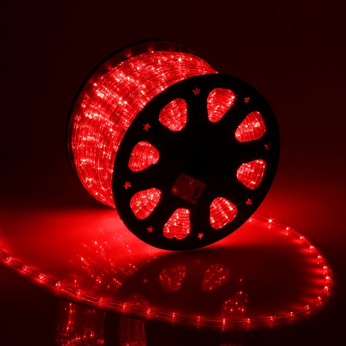 Световой шнур Luazon Lighting 11 мм, IP65, 100 м, 24 LEDм, 220 В, 2W, постоянное свечение, свечение красное