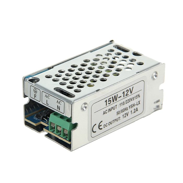 LED источник питания 12V DC, 1A, 12W, IP23, разъём под винт, 110-220V AC
