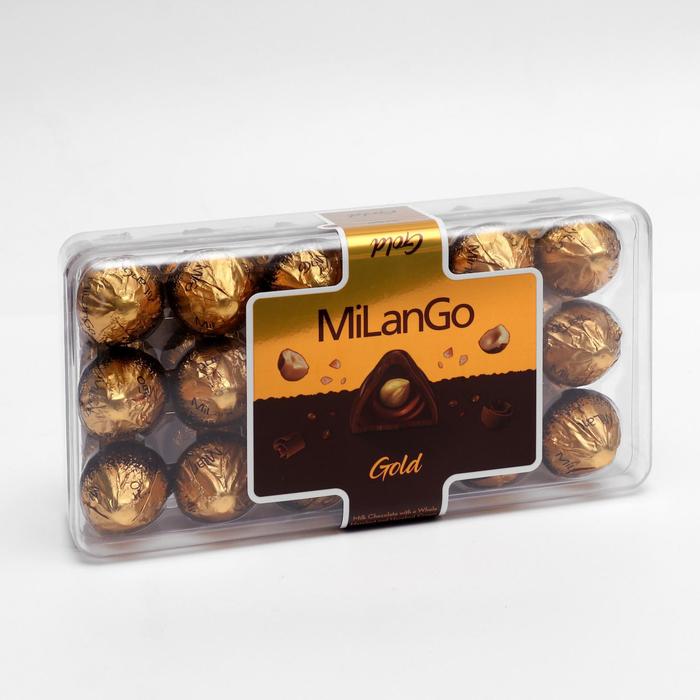 Шоколадные конфеты MiLanGo GOLD с цельным фундуком 400 г 780₽