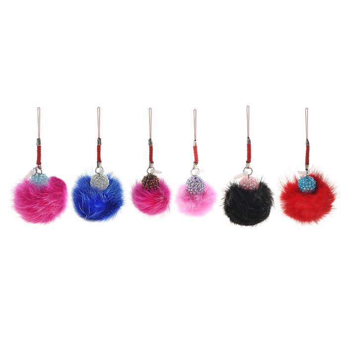 Пушистик на подвеске "Шарик с блеском", цвета МИКС