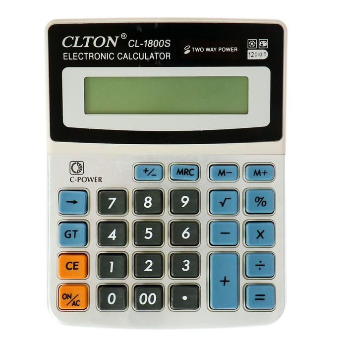 Калькулятор настольный Clton 12 - разрядный, CL - 1800S, двойное питание, МИКС