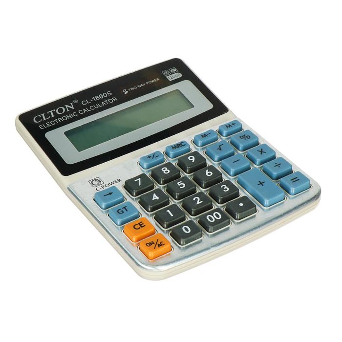 Калькулятор настольный, 12-разрядный, CL-1800S, Clton, двойное питание, МИКС