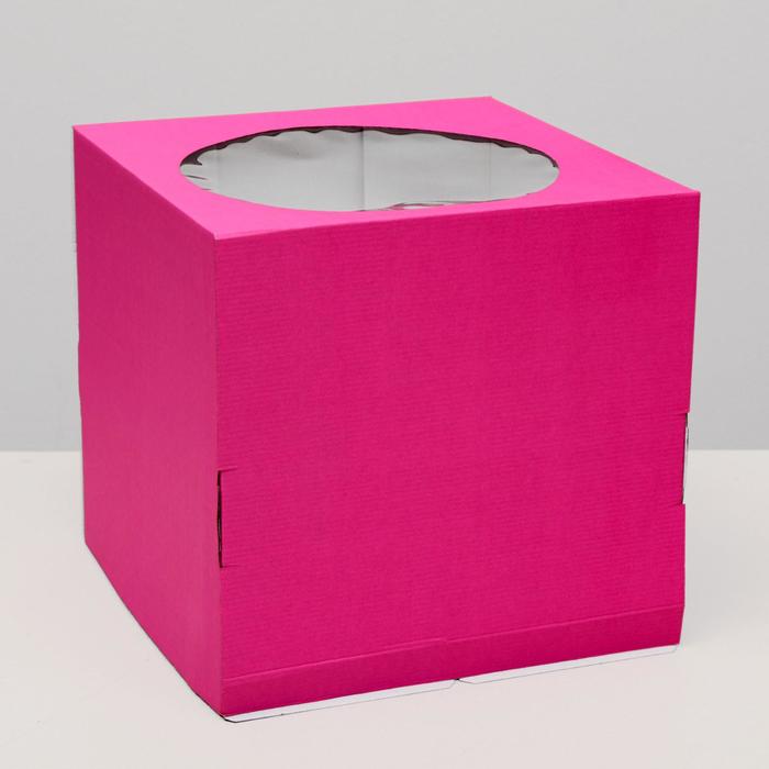 Кондитерская коробка UPAK LAND с окном, розовый, 30 х 30 х 30 см
