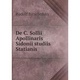 

Книга De C. Sollii Apollinaris Sidonii studiis Statianis