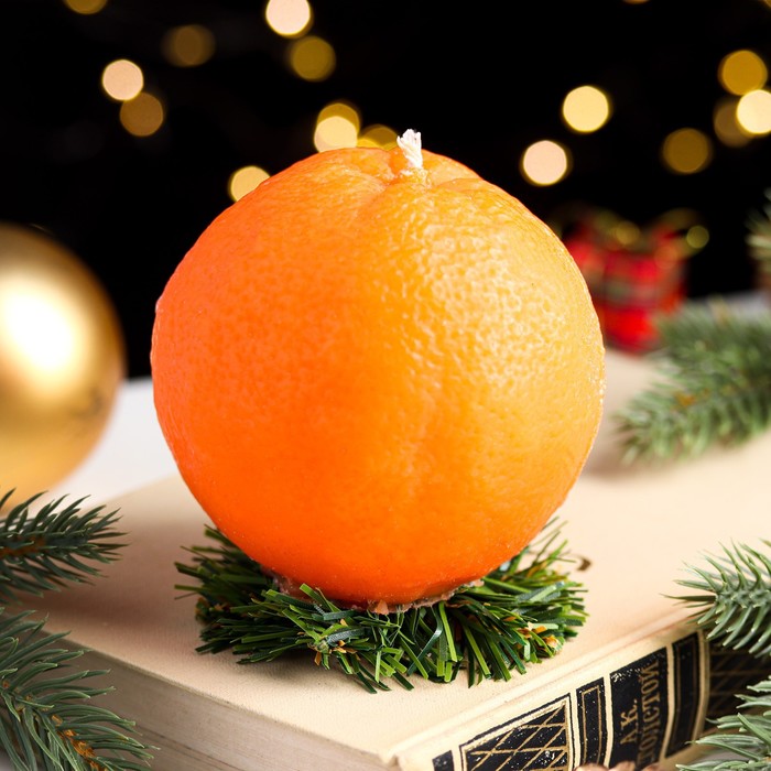 Свеча новогодняя Апельсин крупный новогодняя свеча в колбе апельсин высота 8 см