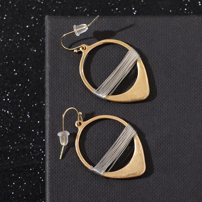 

Серьги металл "Эмма" проволока, цвет серебряно-золотой