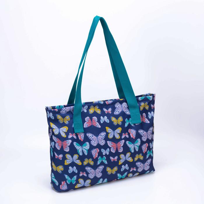 фото Сумка пляжная, отдел на молнии, без подклада, цвет синий зфтс