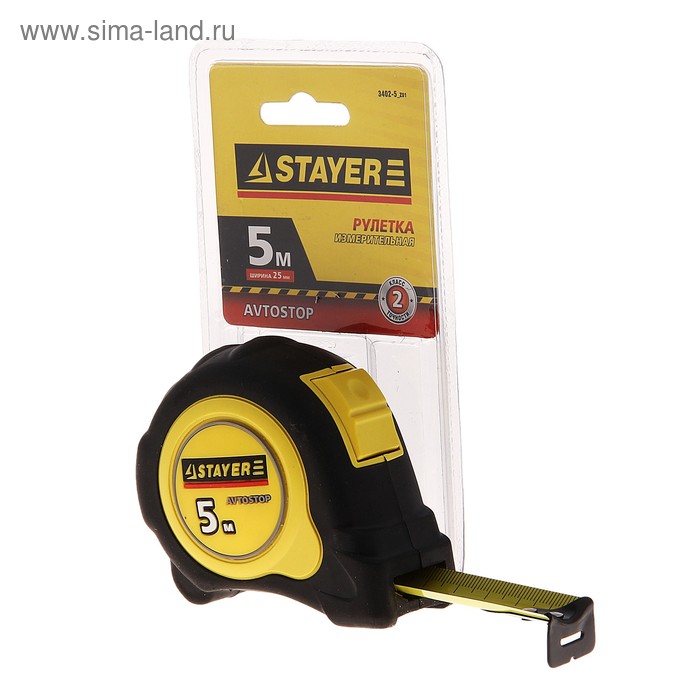  Рулетка STAYER MASTER Autolock, обрезиненный корпус, 5мх25мм