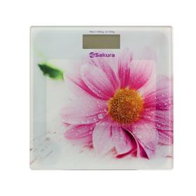 

Весы напольные Sakura SA-5072GW, электронные, до 180 кг, 1хCR2032, стекло, "герберы"