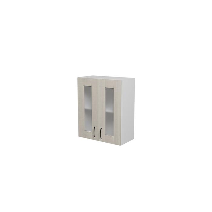 Шкаф навесной Лариса 600х300х720 2 дверцы со стеклом белый/латте шкаф навесной 2 дверцы со стеклом ноктюрн 600х300х720 белый бетон тёмный антрацит