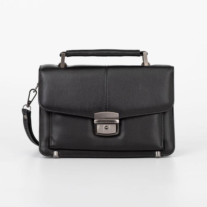 

Барсетка на клапане, наружный карман, цвет чёрный