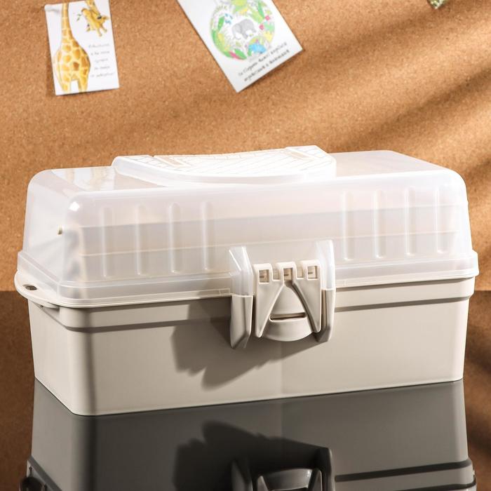 Ящик для хранения с крышкой раздвижной, 42,5×22,4×20 см, цвет бежевый