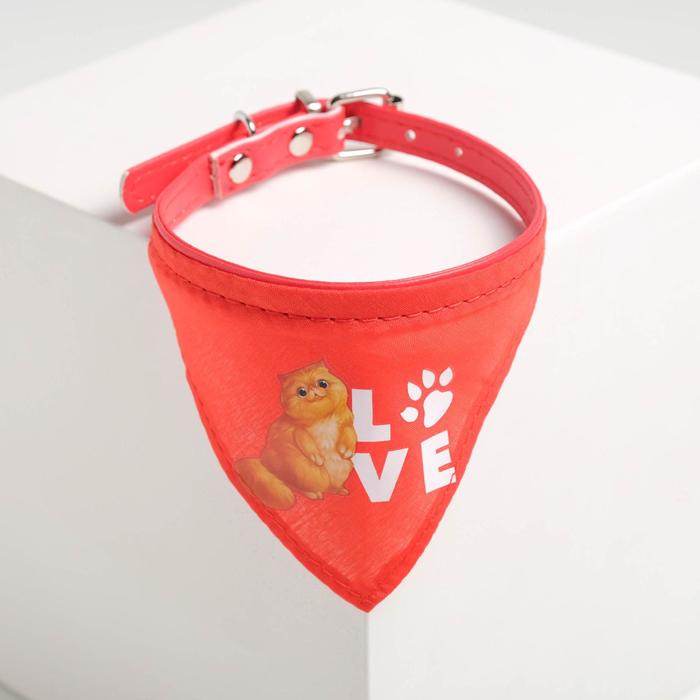 

Ошейник с платком Love 32 х 1 см, красный