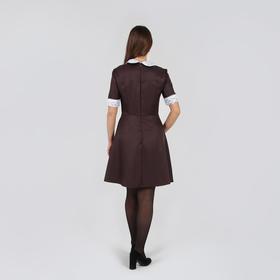 

Платье школьное коричневое,круглый воротник,юбка клеш,манжеты,воротник, р.46 рост170