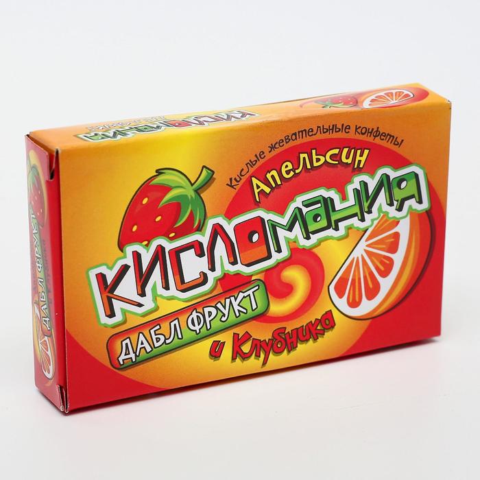 

Конфеты жевательные Кисломания дабл фрукт апельсин и клубника, 16 г