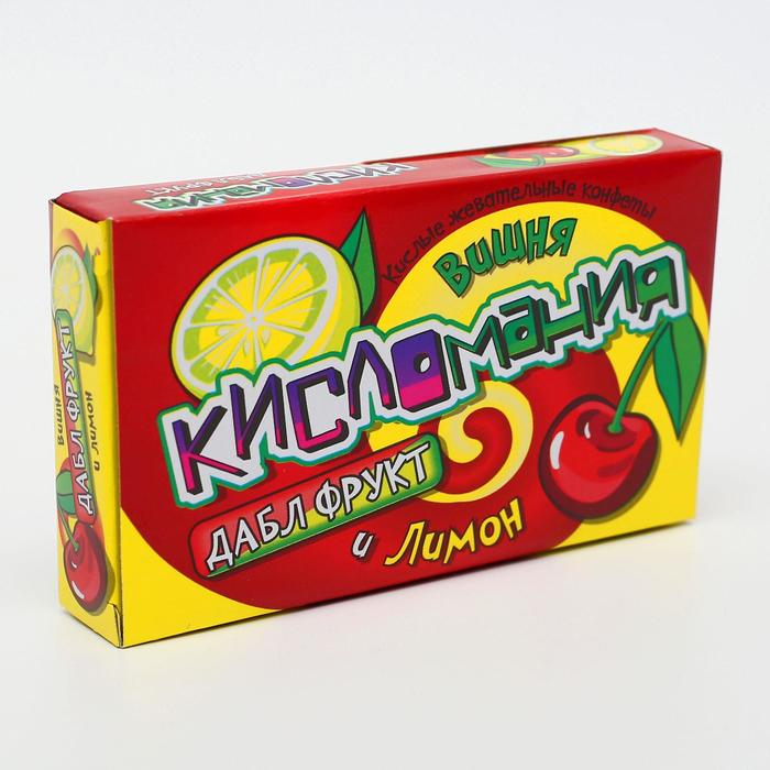 

Жевательные конфеты «Кисломания дабл фрукт», вишня и лимон, 16 г