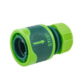 

Коннектор с аквастопом, 1/2" (12 мм) – 5/8" (16 мм), быстросъёмное соединение, пластик