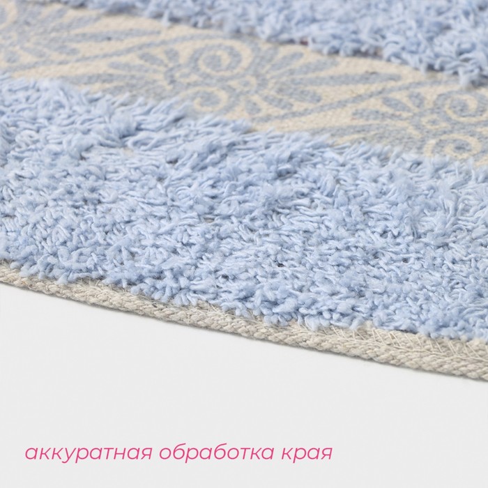 Набор ковриков для ванны и туалета Доляна «Вензель», 2 шт: 40×40, 40×60 см, 900 г/м2, 100% хлопок, цвет голубой