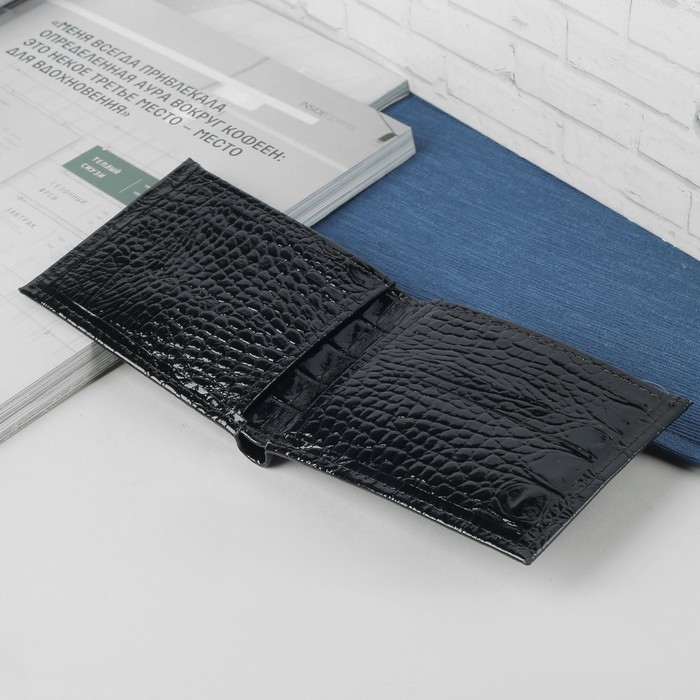 Портмоне, 1 отделение, чёрный кайман