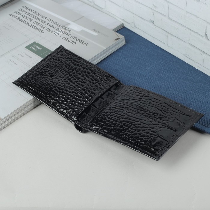 Портмоне, 1 отделение, чёрный кайман