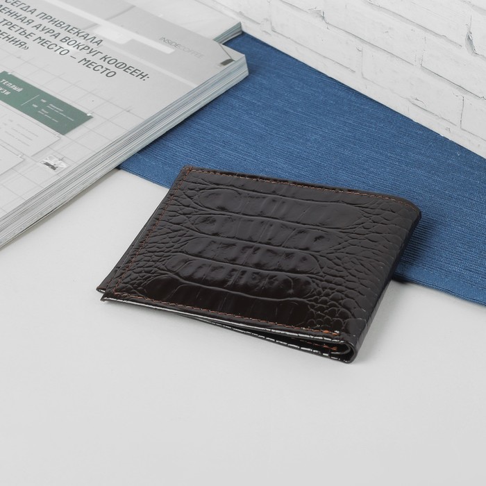 Портмоне, 1 отделение, кайман коричневый