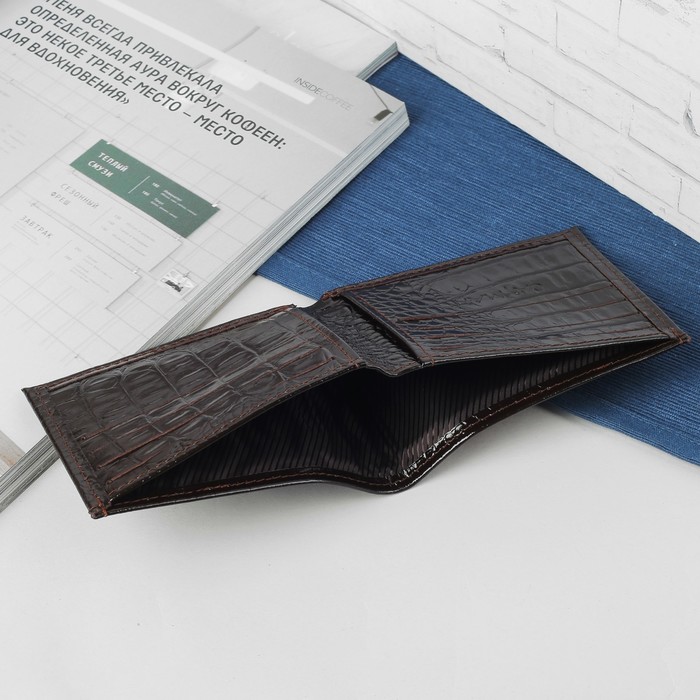 Портмоне, 1 отделение, кайман коричневый
