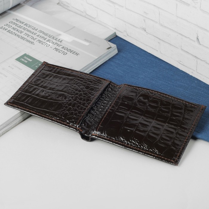 Портмоне, 1 отделение, кайман коричневый