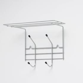 

Вешалка настенная с полкой на 2 крючка, 34×23,5×19,5 см, цвет хром
