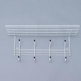 

Вешалка настенная с полкой на 4 крючка, 60×23,5×19,5 см, цвет белый