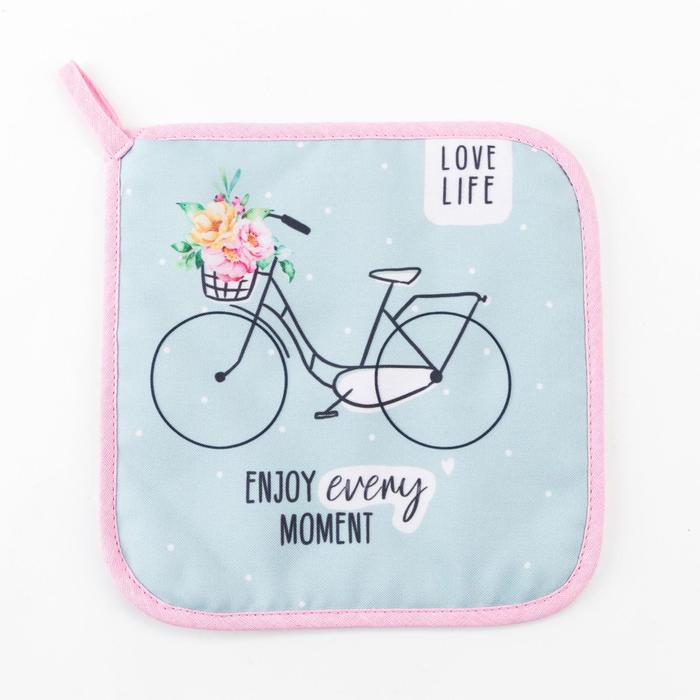 

Прихватка Доляна "Enjoy every moment" 17х17 см, 35% хлопок, 65% пэ, ватин 250 г/м2