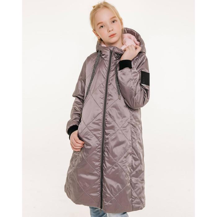 Пальто для девочки, рост 140 см, цвет серый