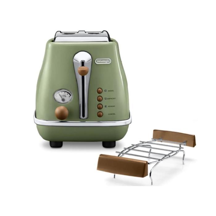 

Тостер DeLonghi CTOV 2103 GR, 900 Вт, 6 режимов прожарки, 2 тоста, зелёный