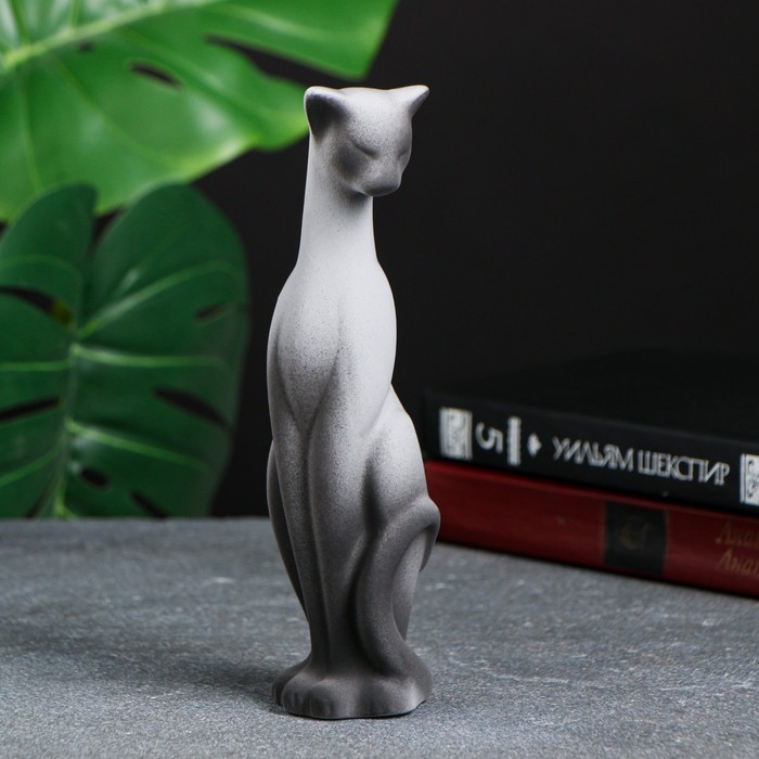 Фигура Кошка Багира наклоненная серая/черный 4х5х20см фигура кошка багира голова влево черная золото 5х5х20см