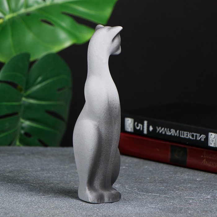 Сувенир "Кошка Багира" наклоненная, серая, черный подпал