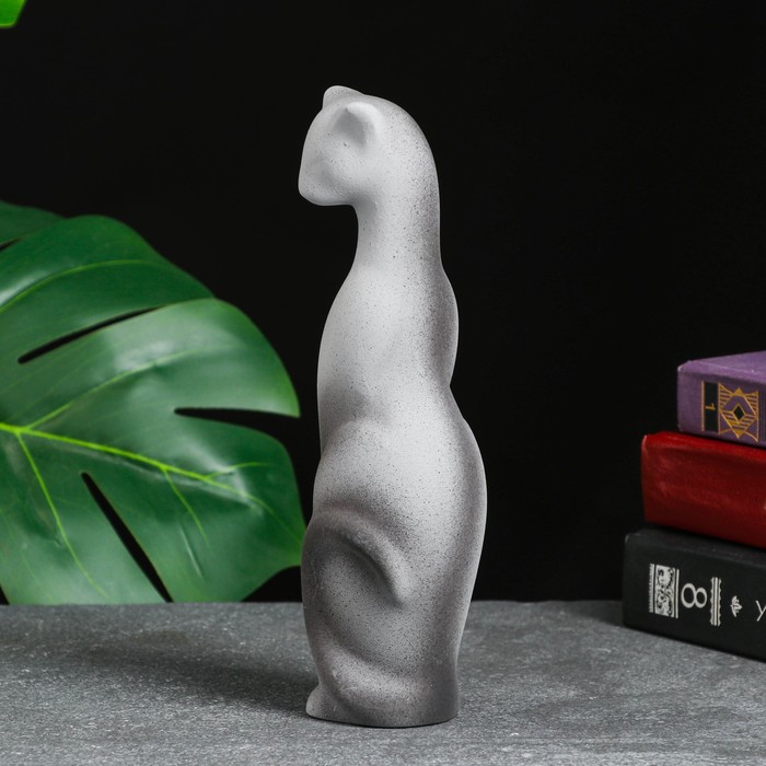 Сувенир "Кошка Багира" наклоненная, серая, черный подпал