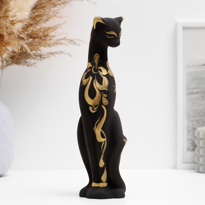 Фигура Кошка Багира черная, вправо, роспись 5х4х20см фигура кошка багира голова влево черная золото 5х5х20см