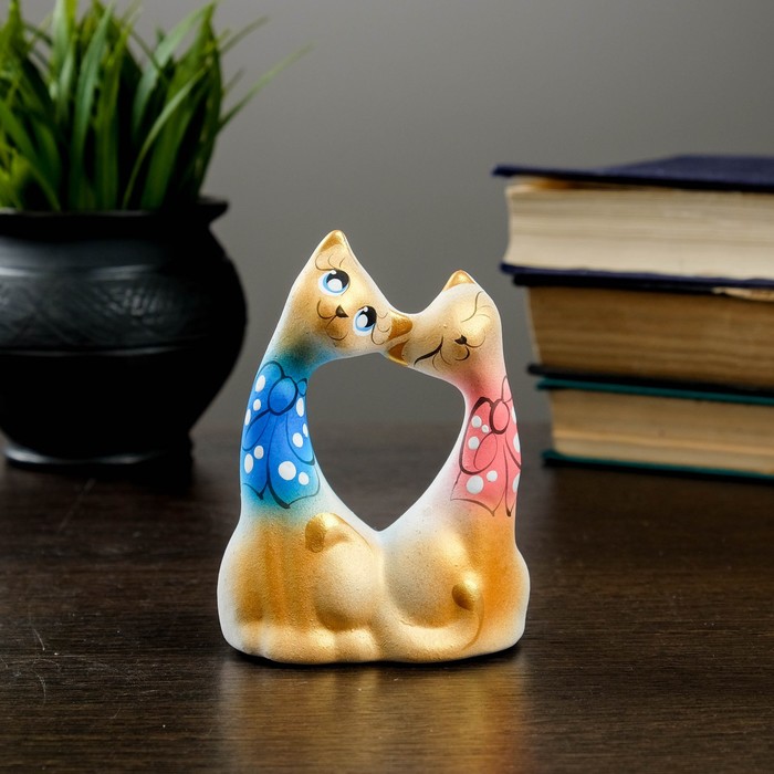 Сувенир "Коты Влюбленные" с бантиками малые белые