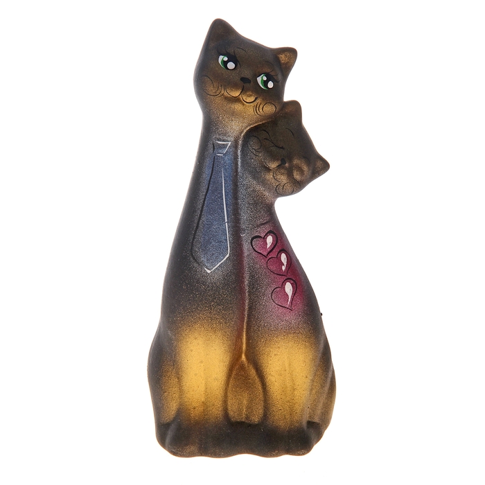 Сувенир "Love Коты" галстук и сердечко черные с золотом