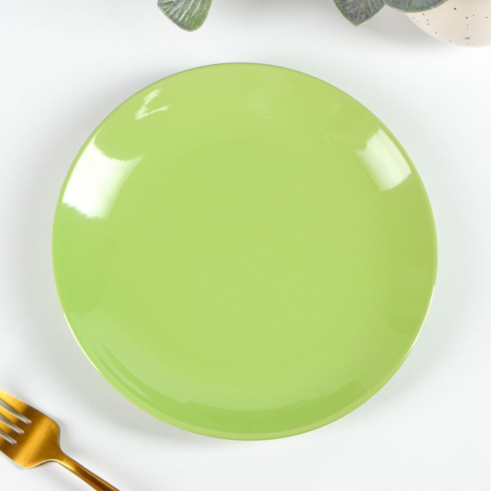 Тарелка керамическая десертная Доляна «Пастель», d=19 см, цвет зелёный тарелка керамическая десертная доляна лаванда d 19 см цвет белый