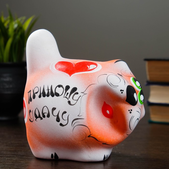 Копилка "Кот хвост трубой" рыжая