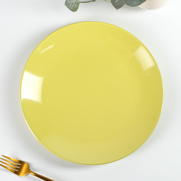Тарелка керамическая обеденная Доляна «Пастель», d=27 см, цвет жёлтый тарелка керамическая обеденная доляна пастель d 27 см цвет крем брюле