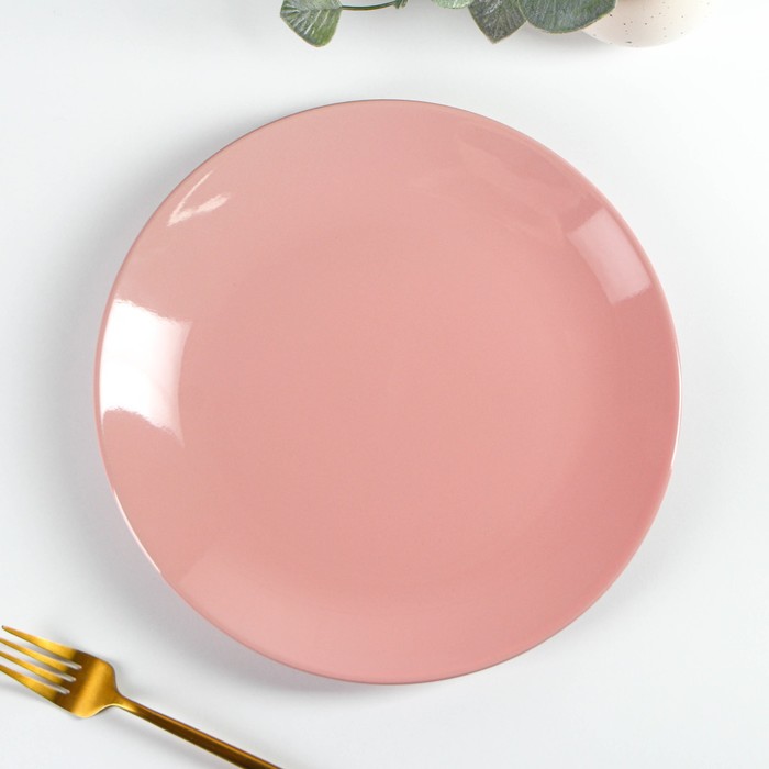 тарелка обеденная доляна роза d 27 см Тарелка керамическая обеденная Доляна «Пастель», d=27 см, цвет розовый