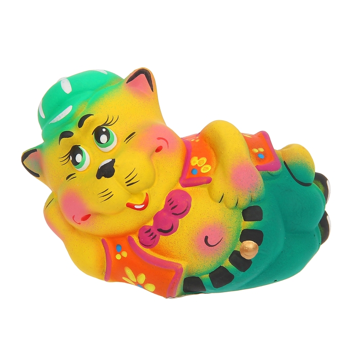 Копилка "Кот в кепке лежа" микс